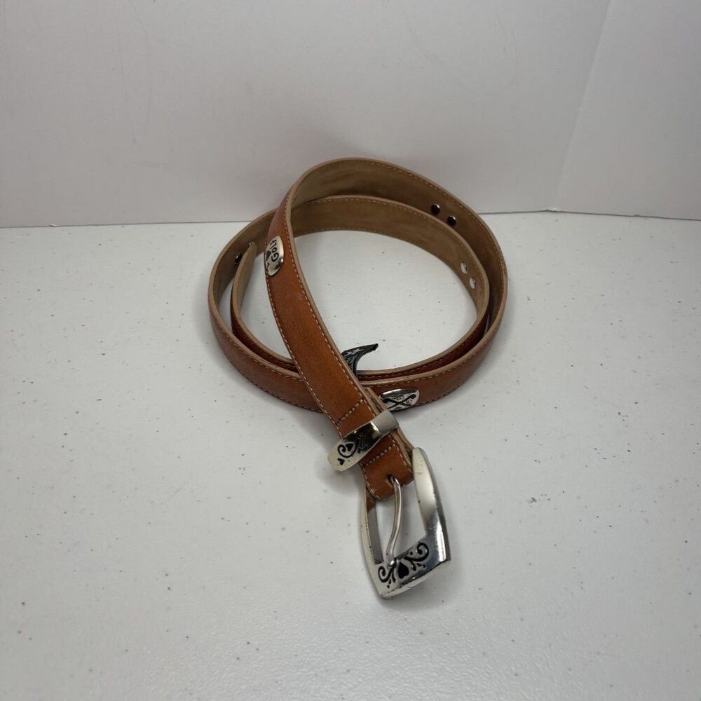 Brighton Golf Leather Silver Buckle Belt Women's Embellished